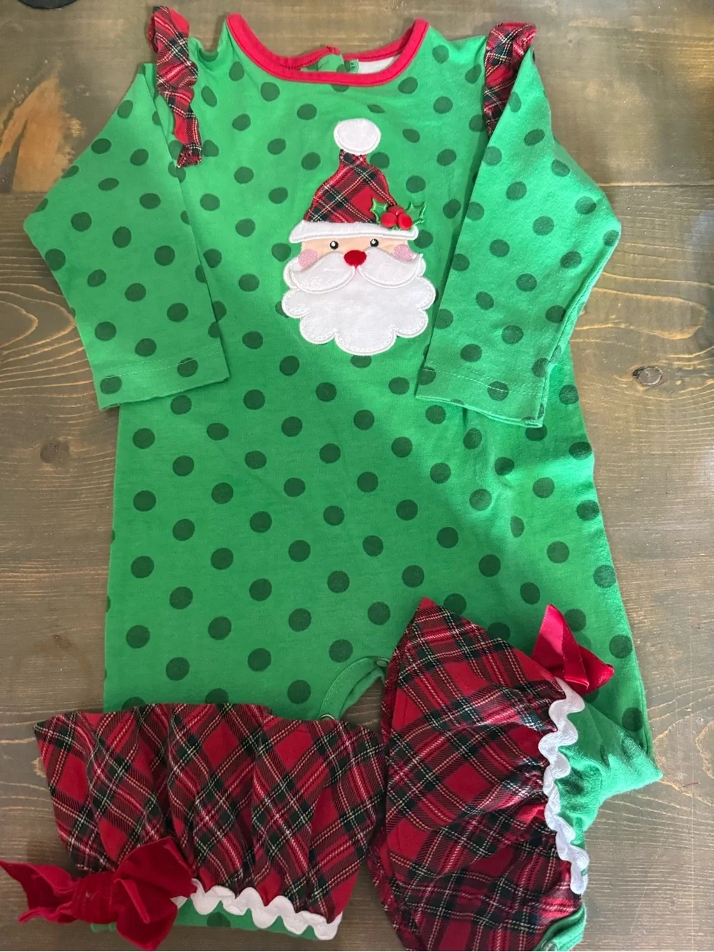 Ricrac and Ruffles Santa Romper size 18 M